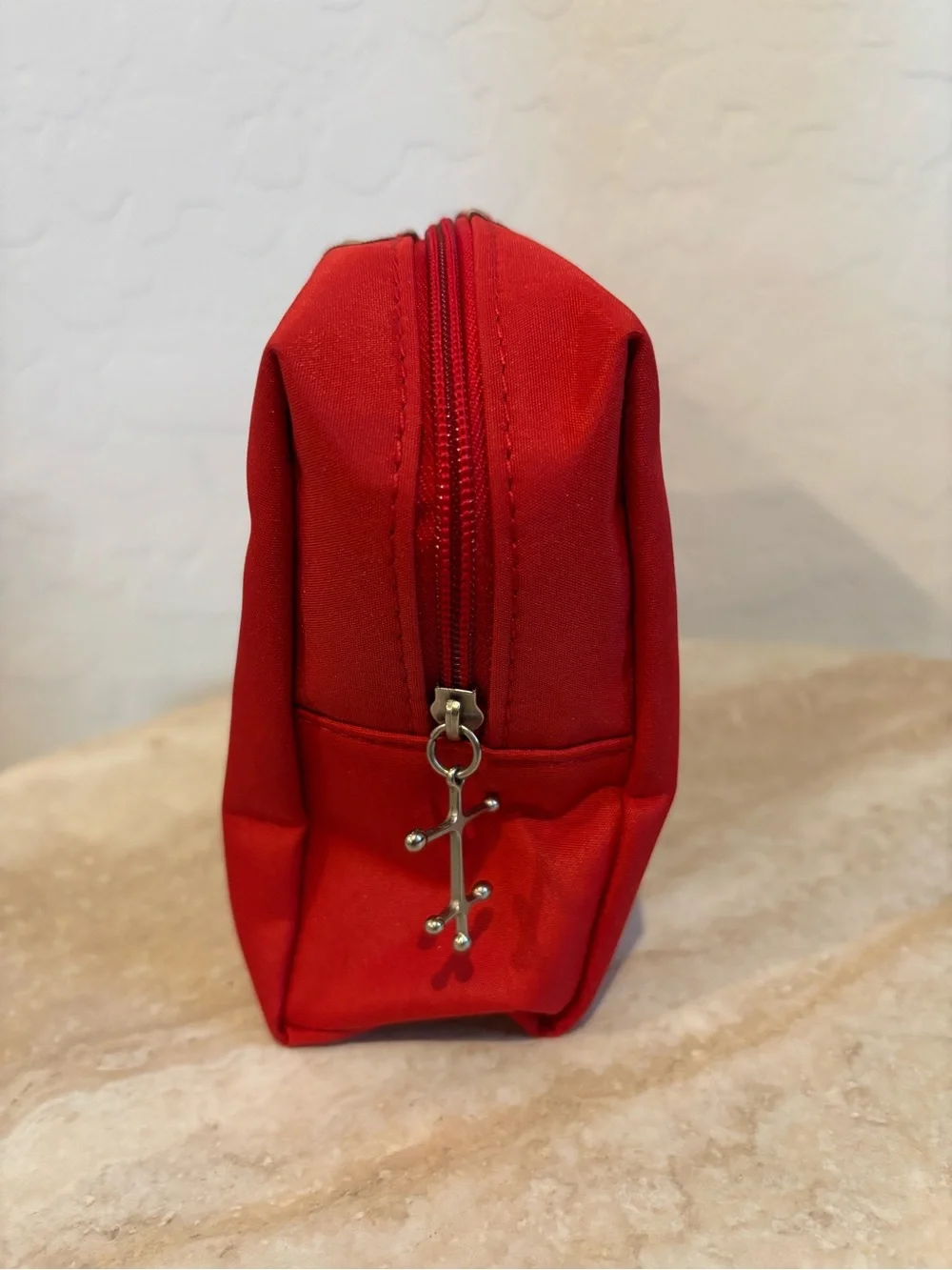 Eames Red Cosmetic Pouch with Retro Cream & Black Accent
